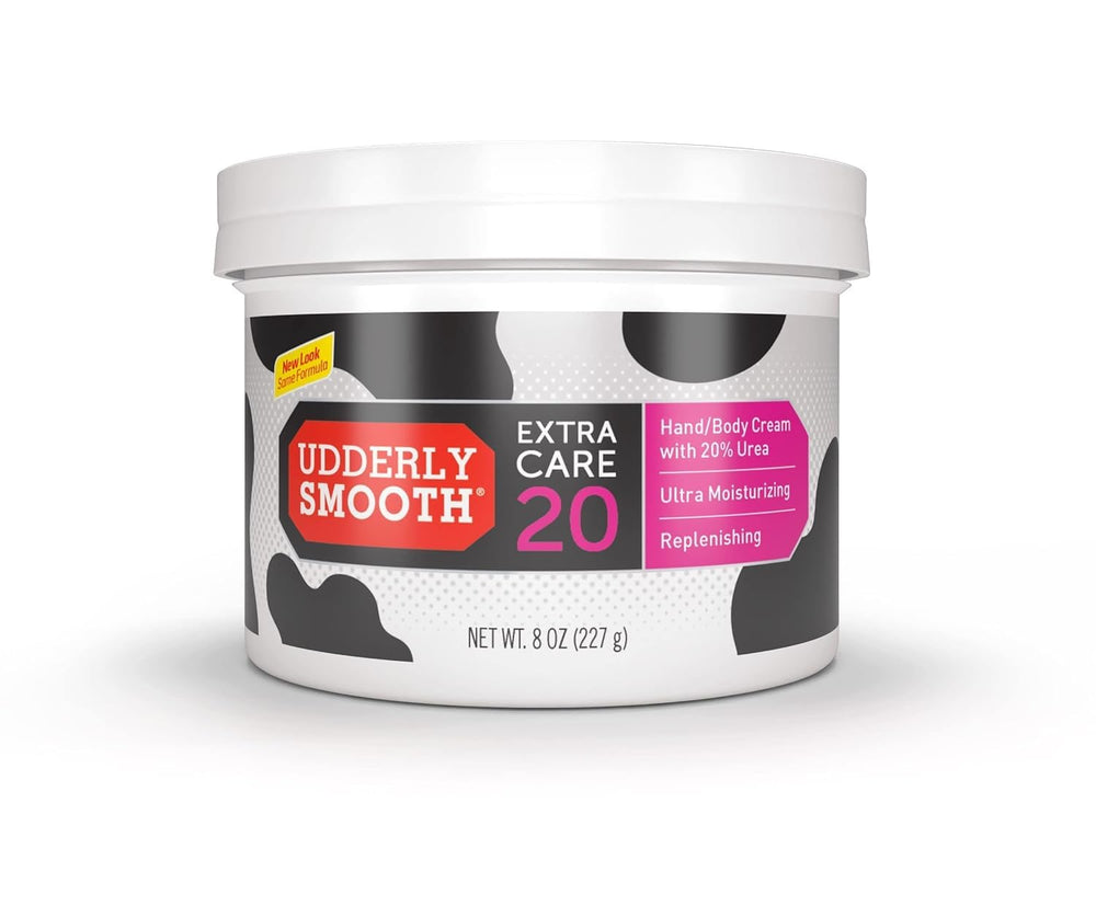 Udderly Smooth Extra Care Hand/Body Cream 20% Urea jar for deep hydration.