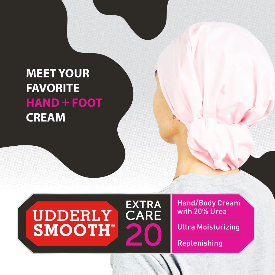 Udderly Smooth hand application shows quick absorption for dry skin relief.