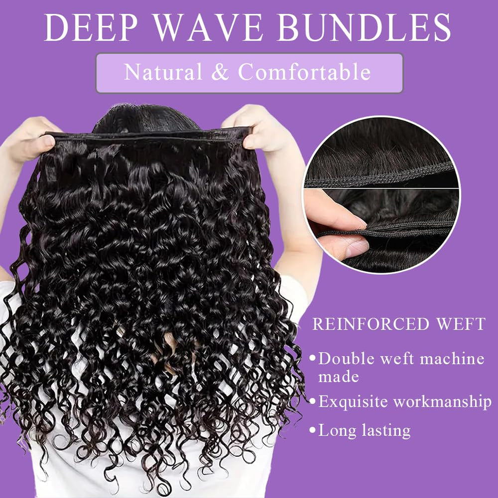 UDesire 12A Brazilian virgin deep wave bundle offers premium quality