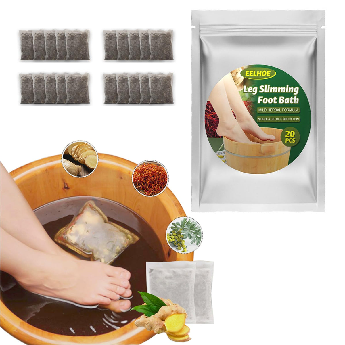 UDOIT ginger foot soak bag usage scene promotes relaxation and foot comfort.