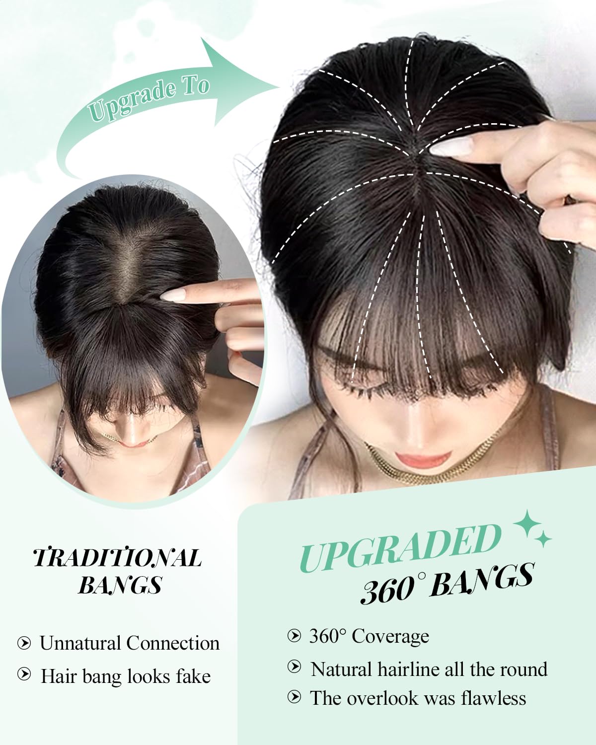 UDU bangs with invisible clips for secure all-day wear