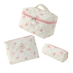 uekeboag floral quilted makeup bag large closeup highlighting soft cotton texture for travel