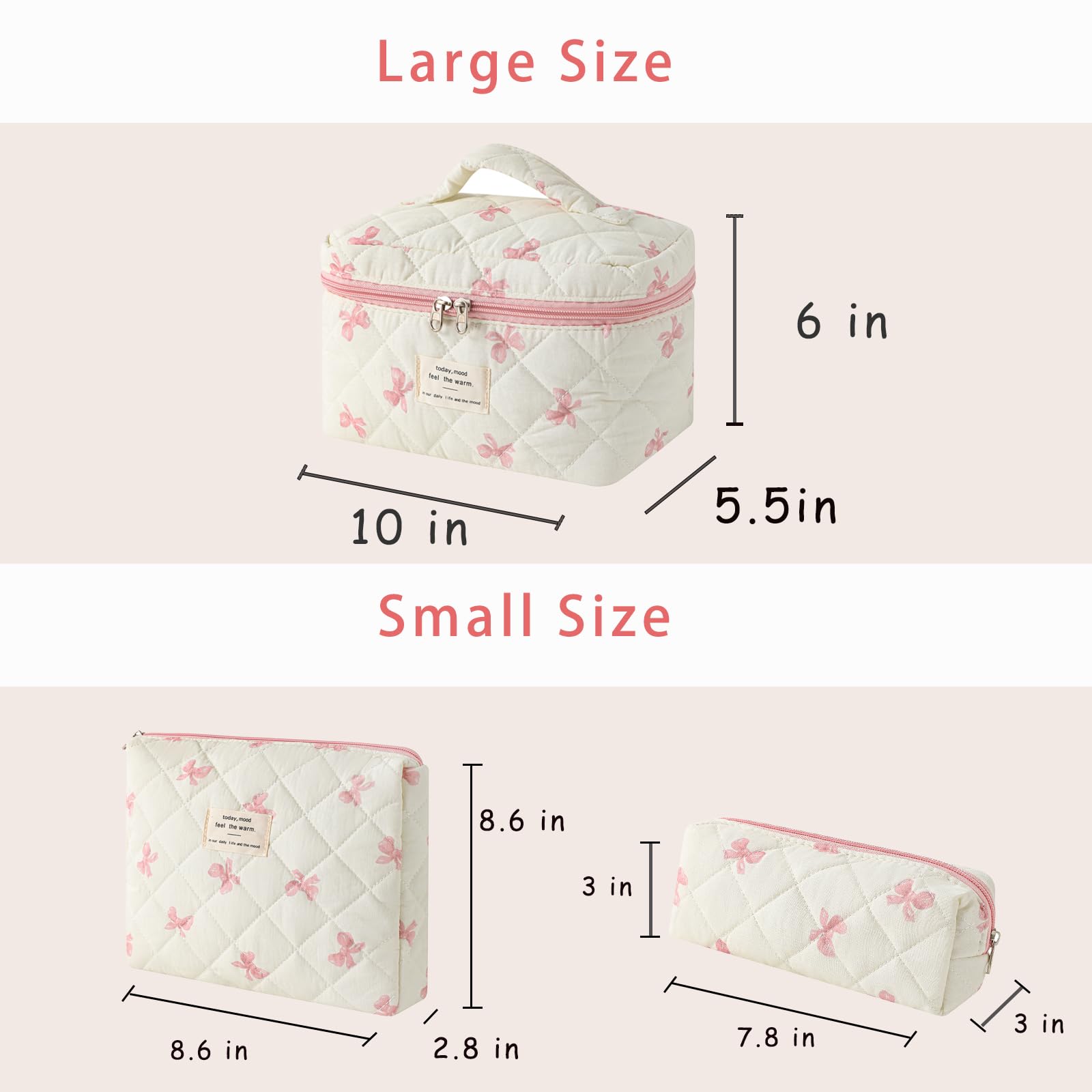 uekeboag floral quilted makeup bag medium inside view showing organized compartments
