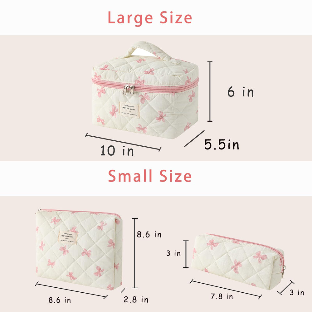 uekeboag floral quilted makeup bag medium inside view showing organized compartments