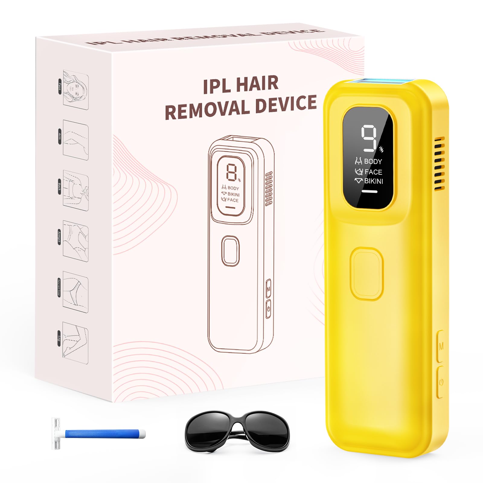 UENMOON IPL device used on face and body for gentle, long-lasting hair reduction