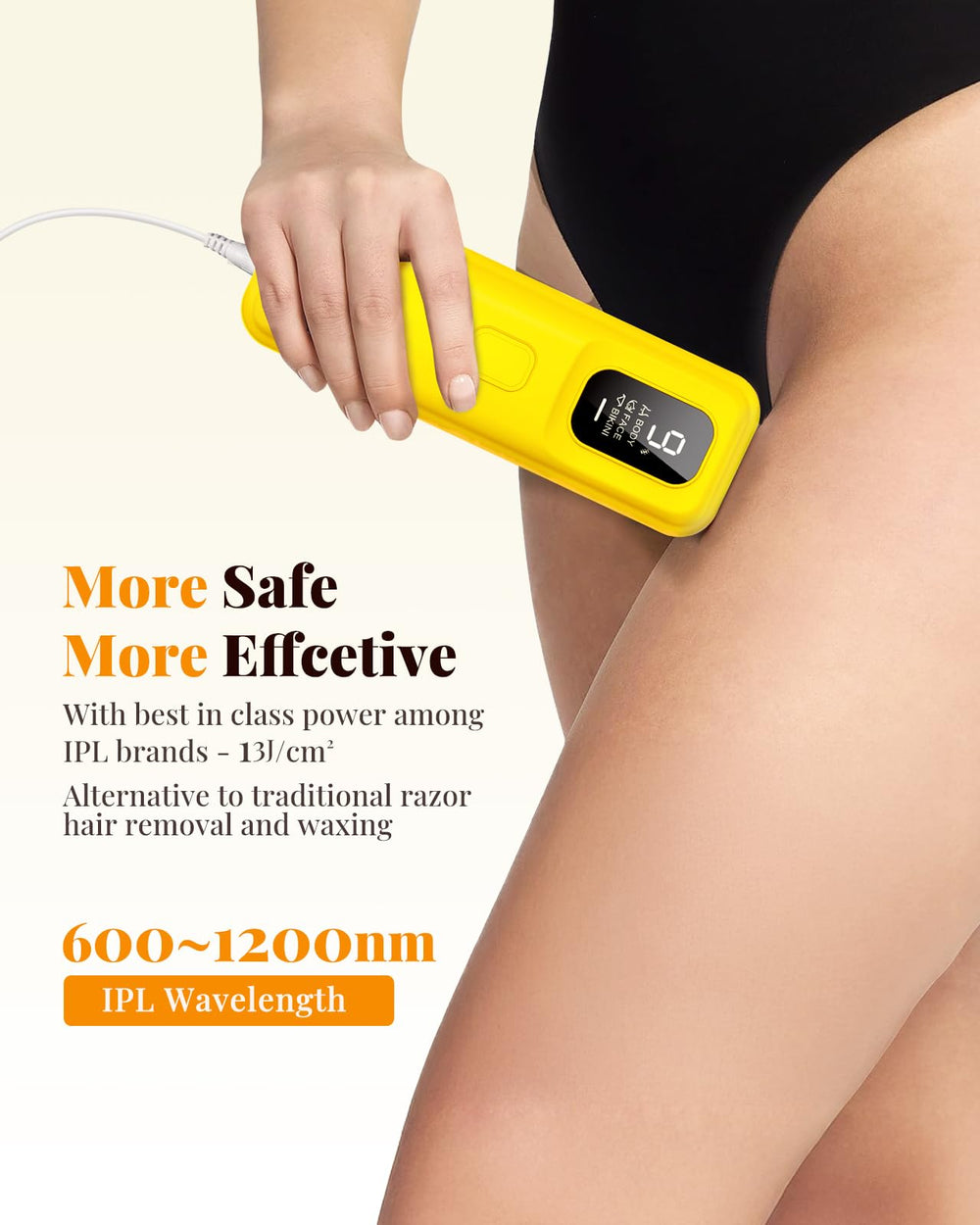 UENMOON laser hair removal tool during a quick 10-minute full-body session