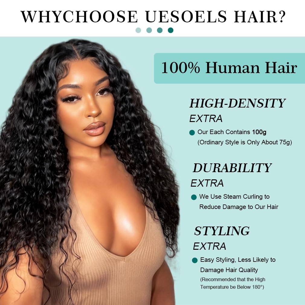 Uesoels Deep Water Wave Bundles blending seamlessly with natural hair and shine
