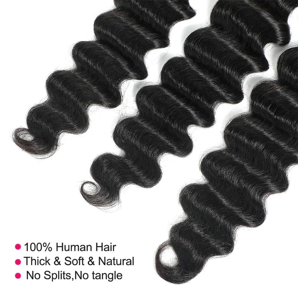 Uesoels loose deep wave 22-inch bundle emphasizes bounce and curl retention