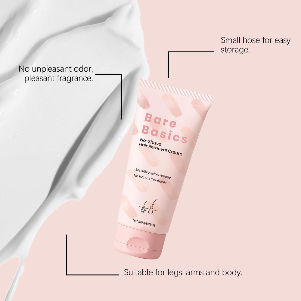 UEVER Bare Basic Hair Removal Cream tube cap closeup highlighting gentle formula.