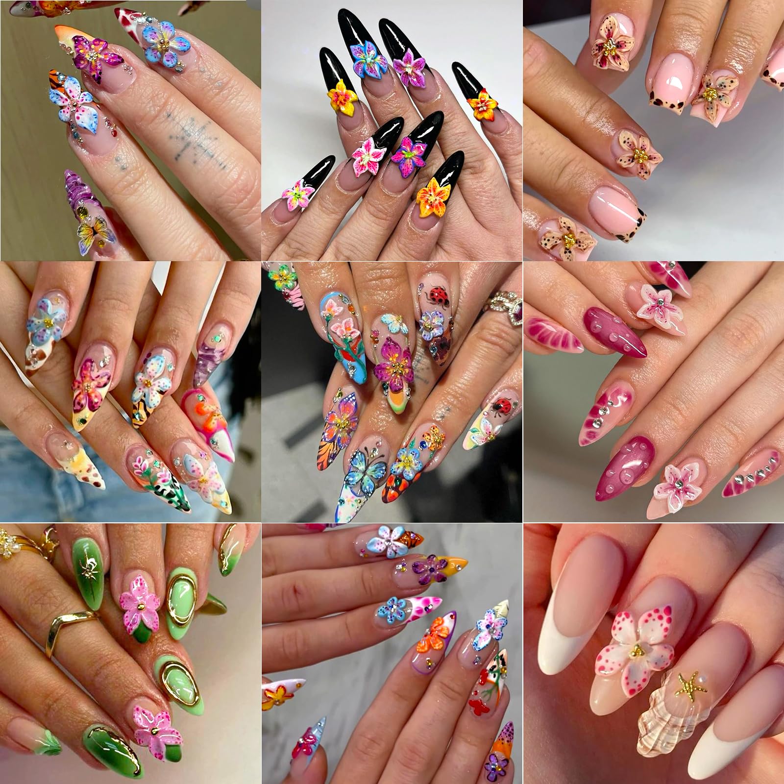UEYRSEDB ice lily charm on nails for bright accent and summery vibes.