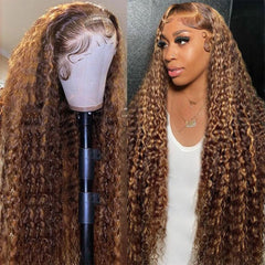 UFHUFH 30-inch honey blonde wig with 13x4 lace front for natural look