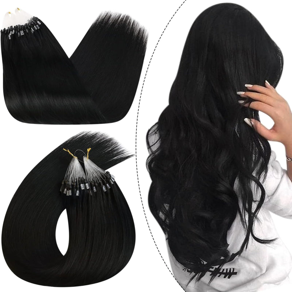 Ugeat 22 inch micro hair extensions close-up beads showing secure hold