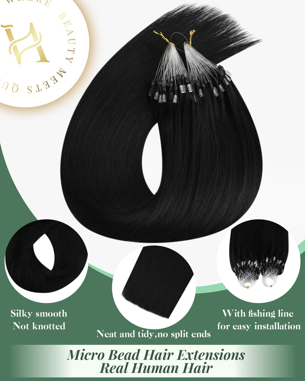 Ugeat 22 inch micro hair extensions installation process