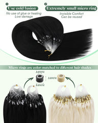 Ugeat 22 inch micro hair extensions ombre shade color swatch