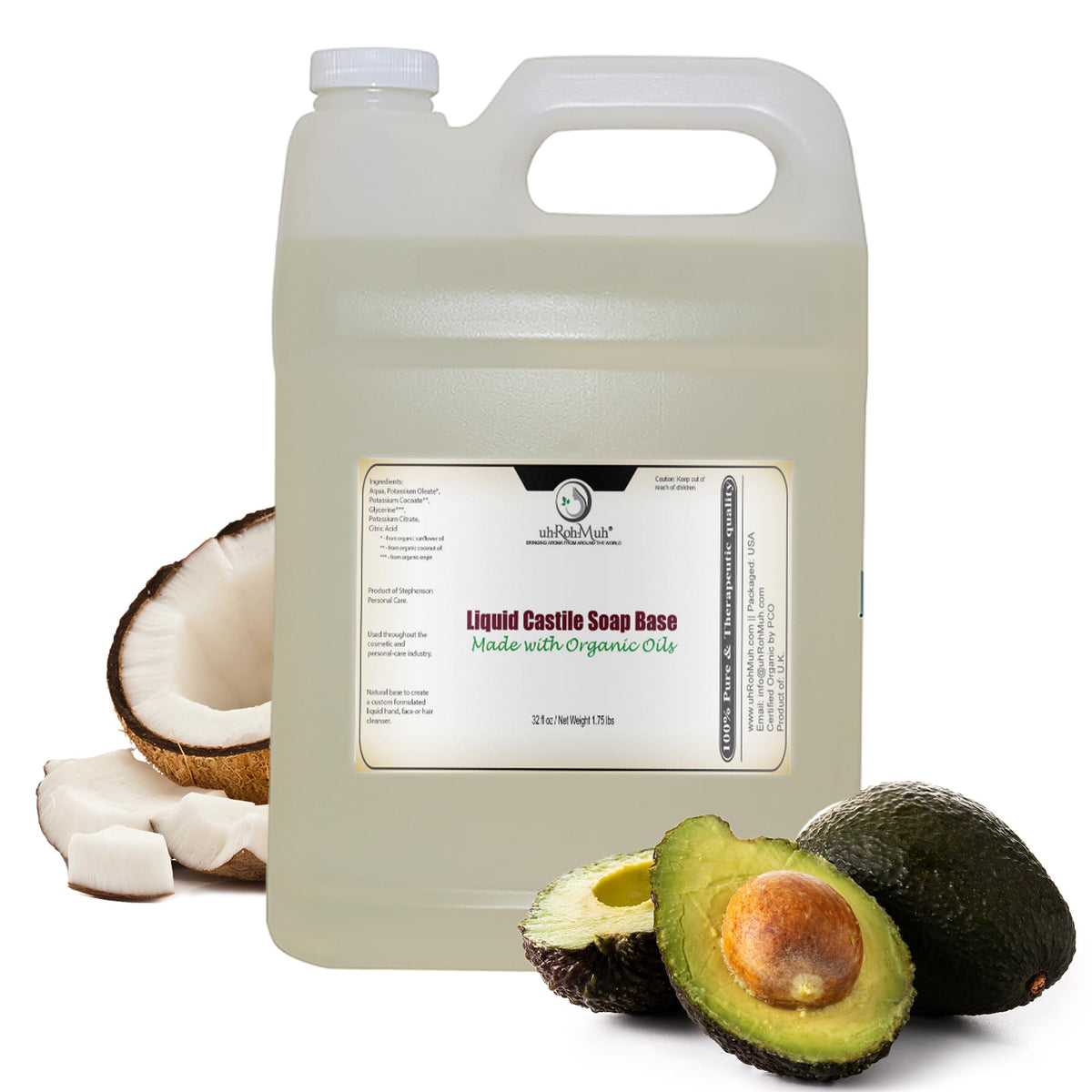 uhrohmuh organic castile liquid soap bottle for gentle daily cleansing