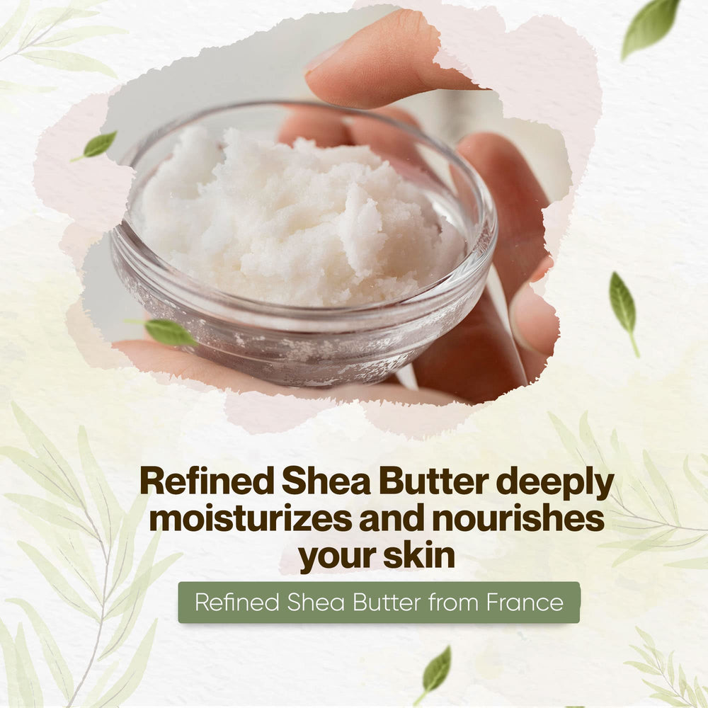 Close-up of uh*Roh*Muh shea butter texture showing creamy consistency.