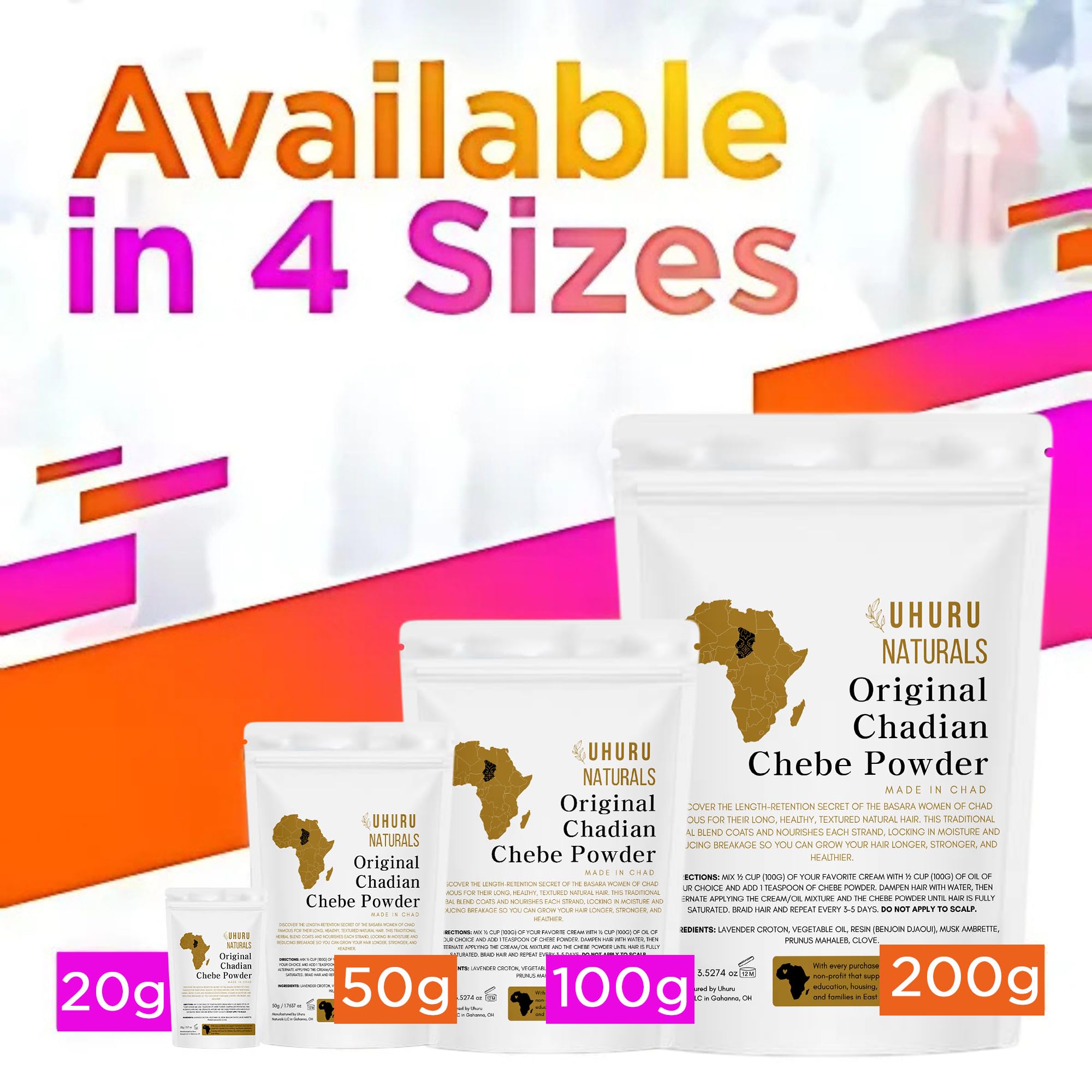 Uhuru Naturals Chebe Powder on hair length to reduce breakage.