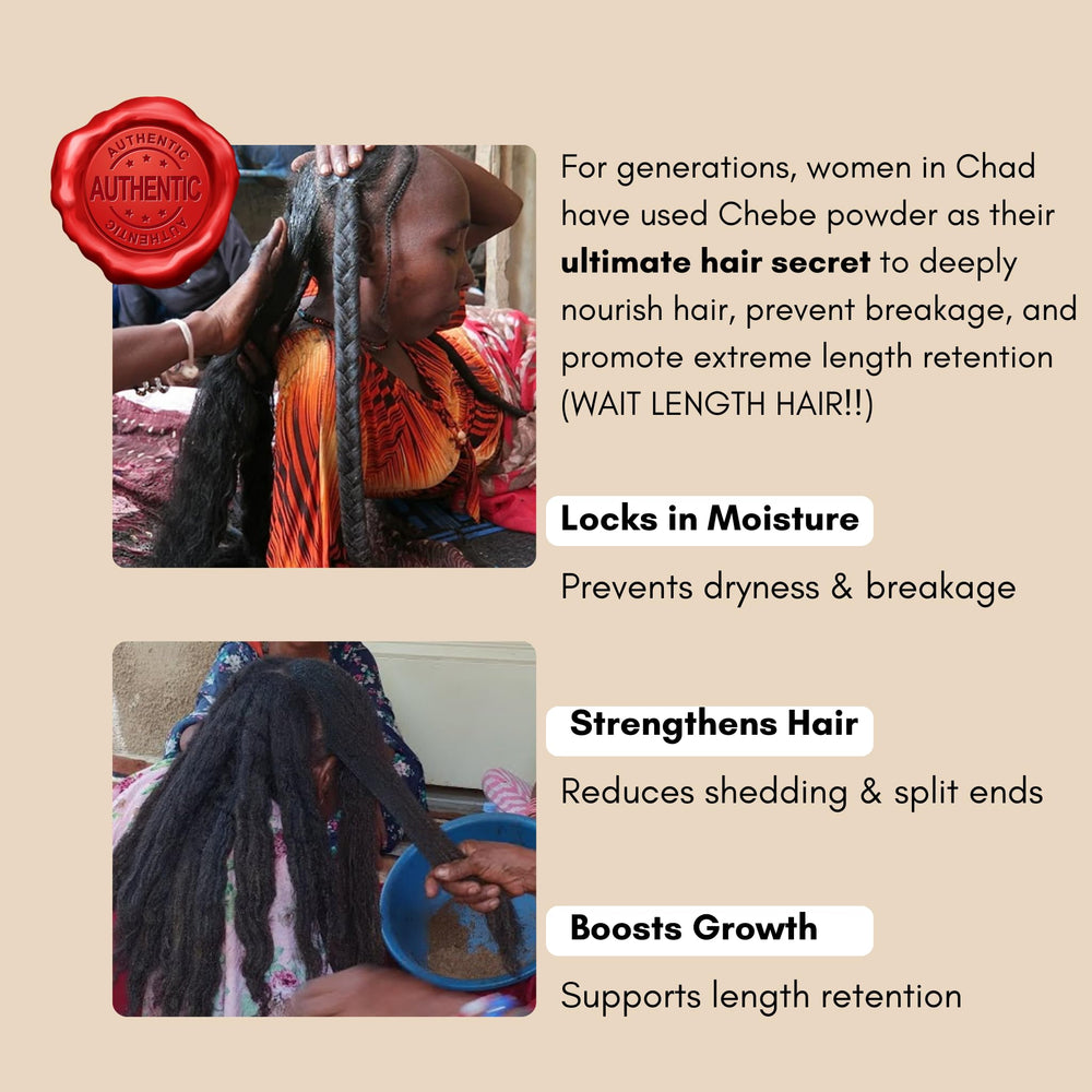 Uhuru Naturals Original Chebe Oil being applied for deep conditioning and breakage reduction