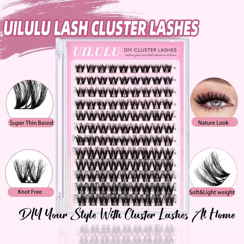Uilulu 108-count lash clusters pack ideal for DIY extensions at home.