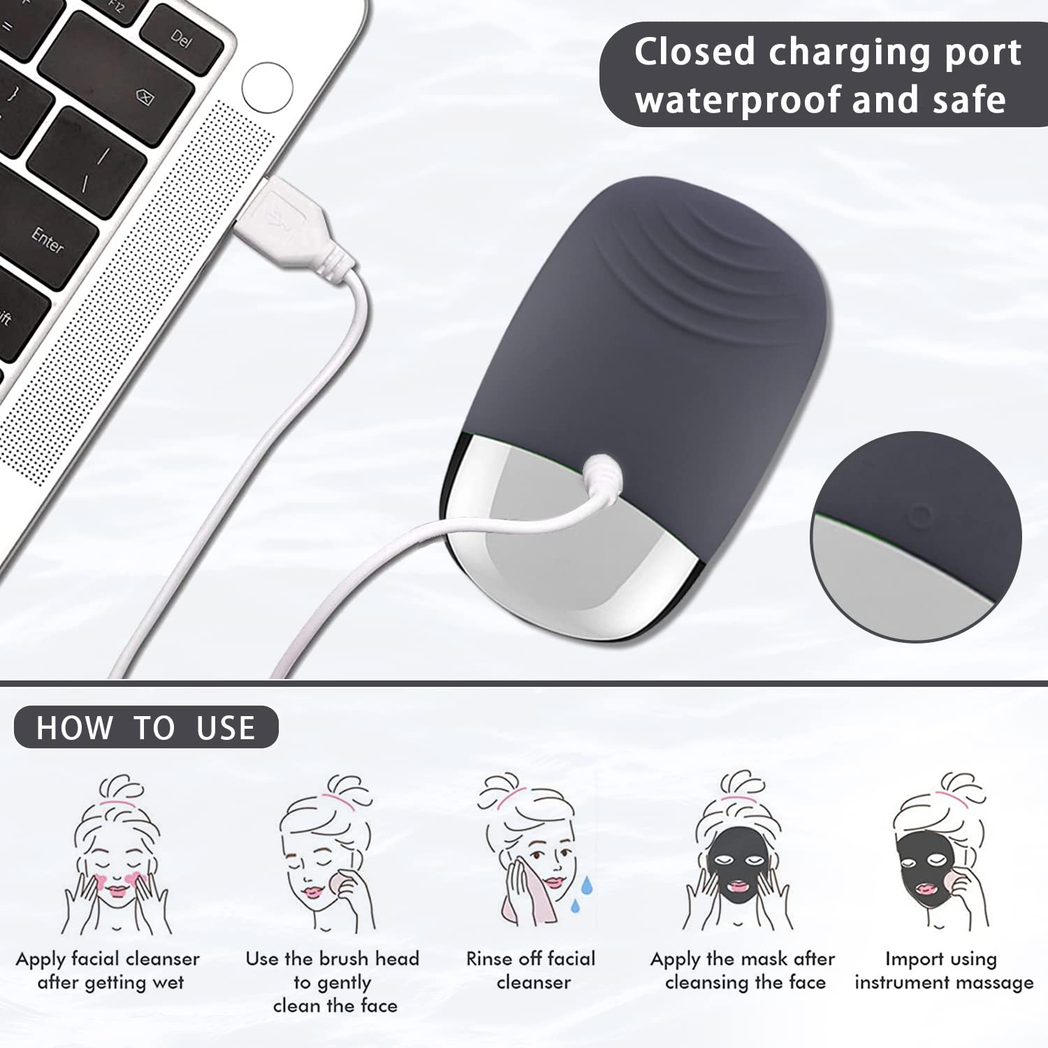 Uimoky facial cleansing brush in use delivers gentle cleansing