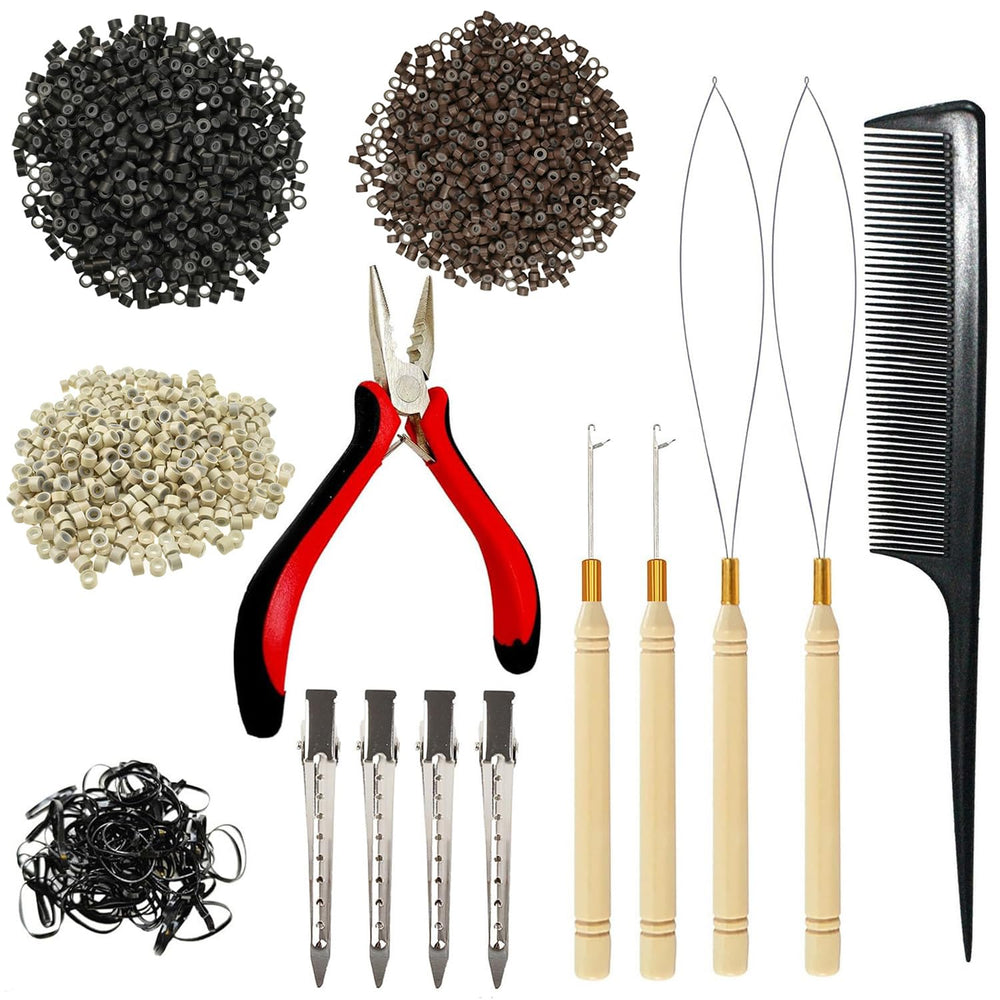 Uiohfiy black micro silicone beads for secure hair extension attachment.