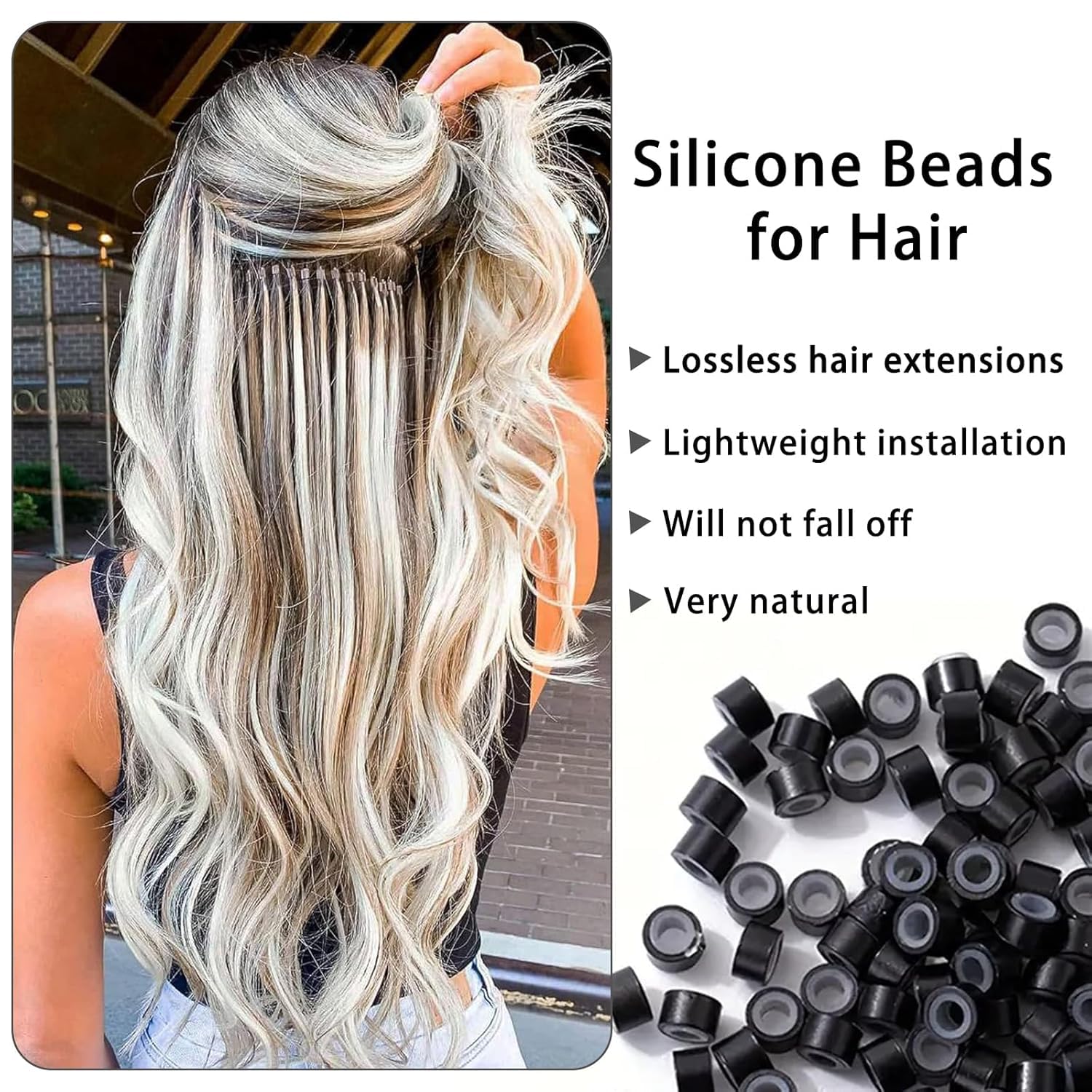 Uiohfiy blonde micro silicone beads designed for light-toned blends.