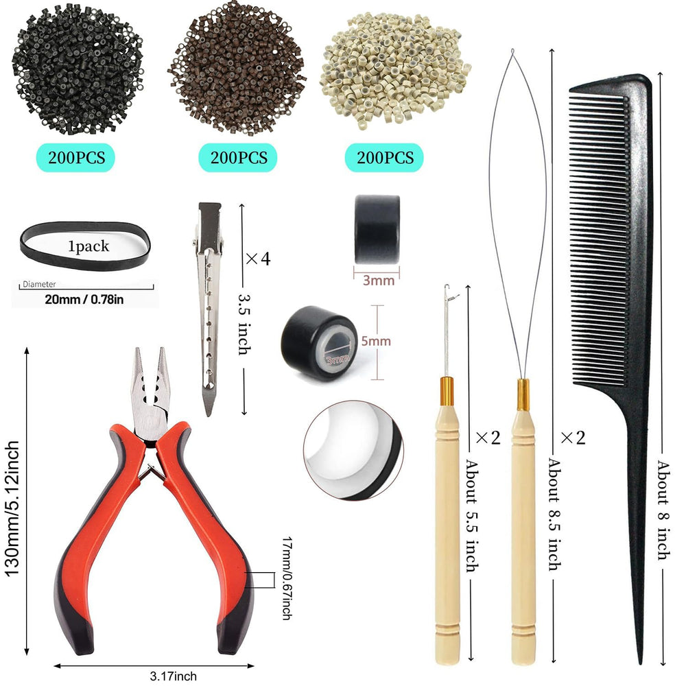 Uiohfiy brown micro silicone beads for discreet color matching.