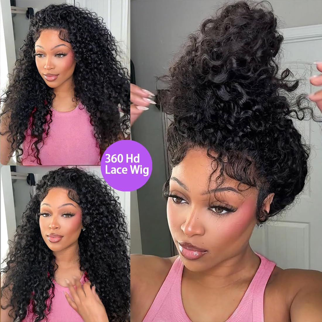 UJDZLNC deep wave wig with hidden strap ensures secure daily wear.