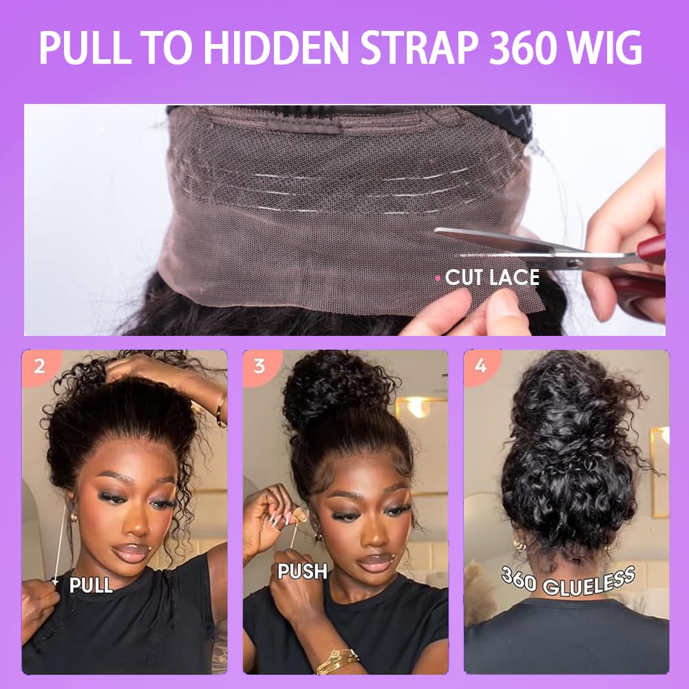 UJDZLNC 360 lace wig with adjustable straps for precise fit.