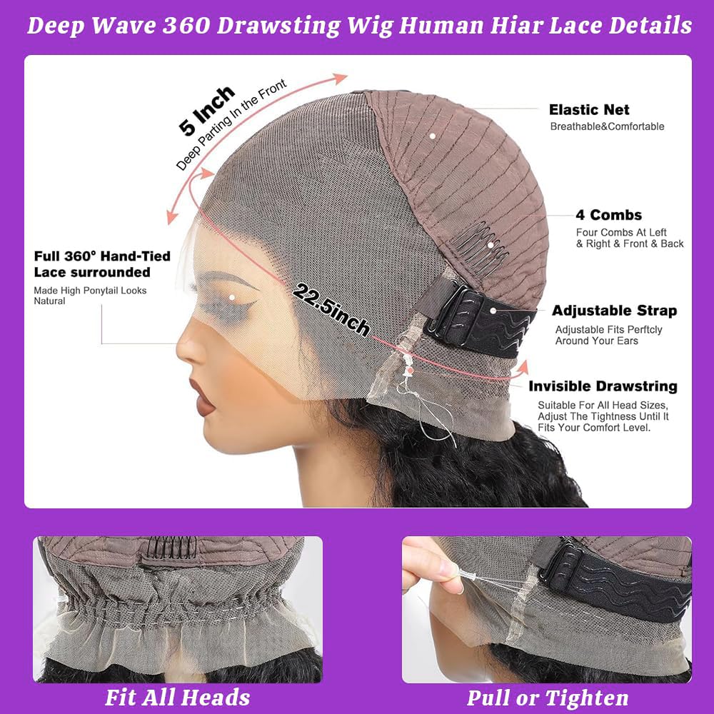 UJDZLNC pre-plucked wig with drawstring for quick styling.