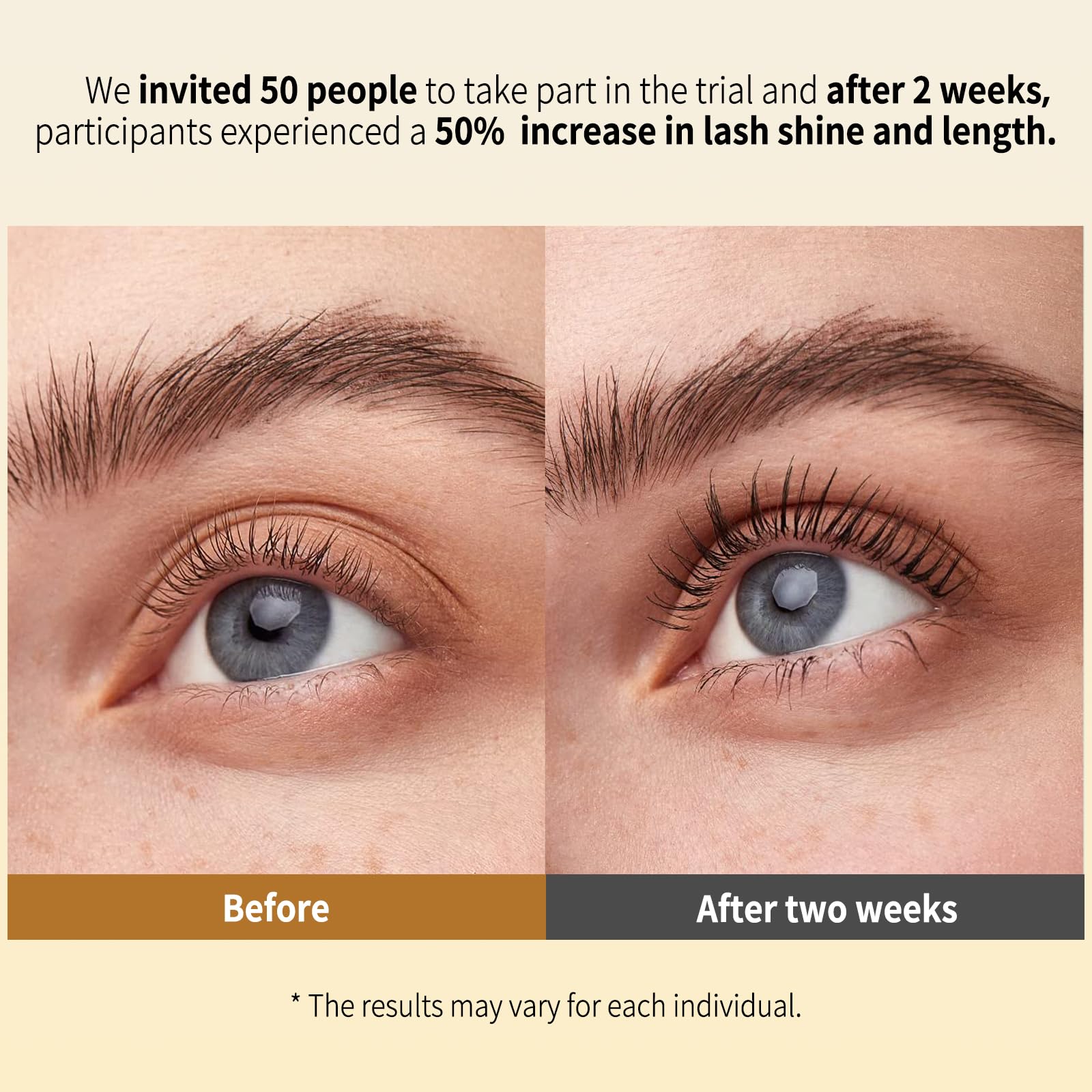UJhay Eyelash Growth Serum ingredients label with pentapeptide-4 and plant extracts.