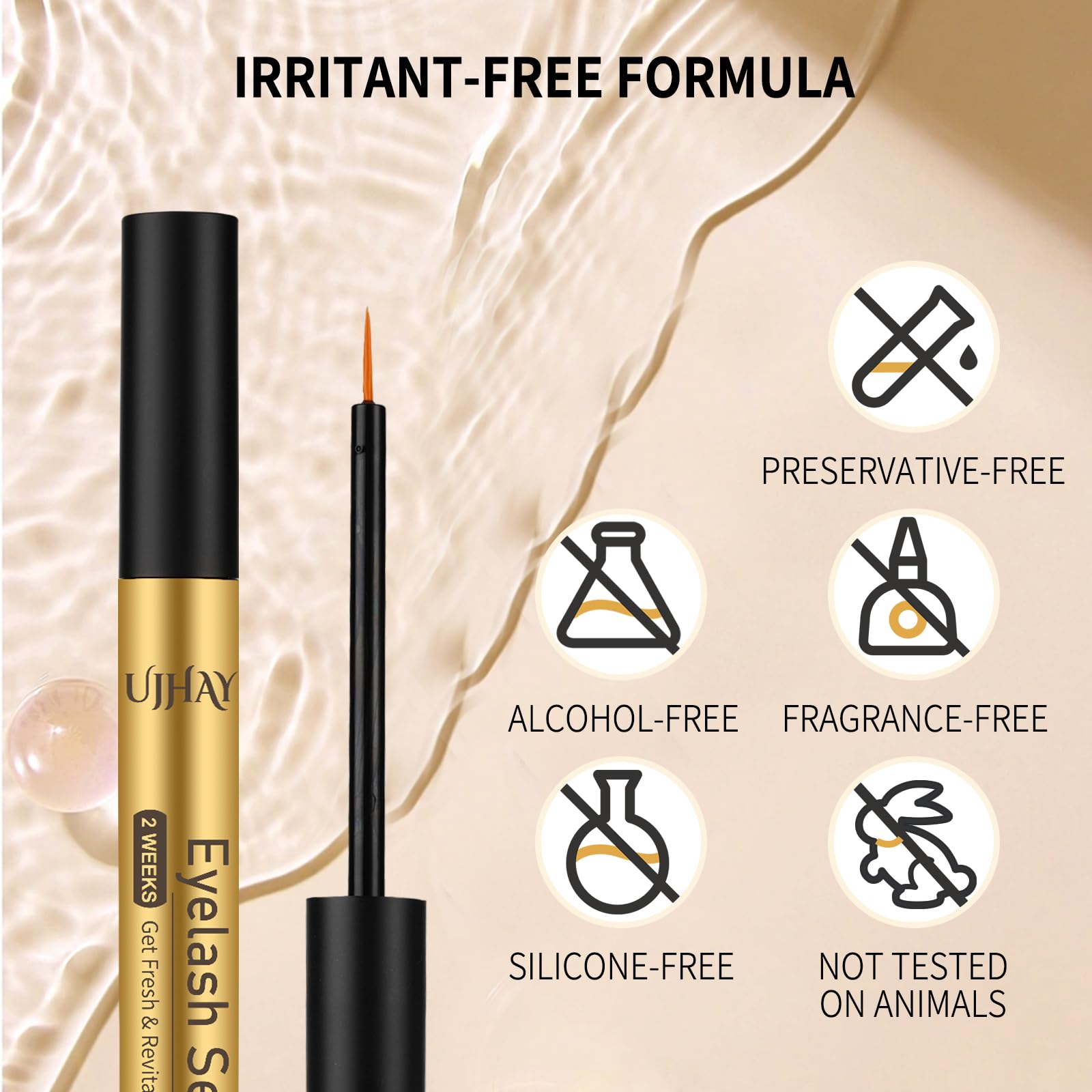 UJhay serum tube close-up showing smooth texture and clean formula.