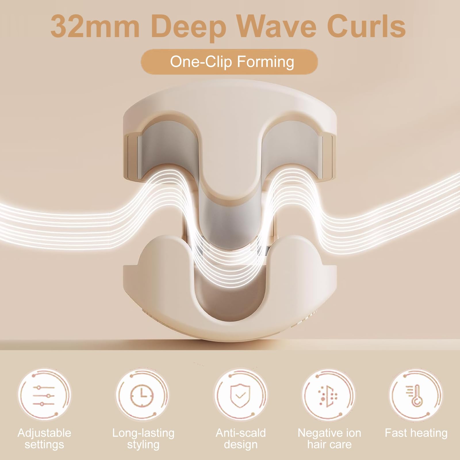 UJIO hair crimper 3-barrel beach waver delivers quick, stylish tousled looks.