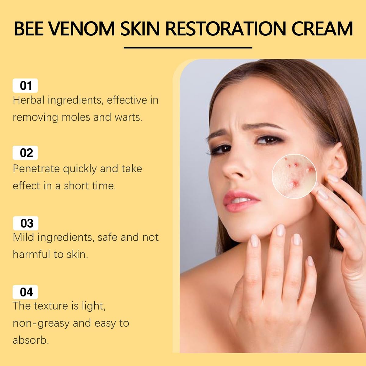 UKDVRL Bee Venom Skin Treatment Cream close-up jar with hyaluronic acid glow.
