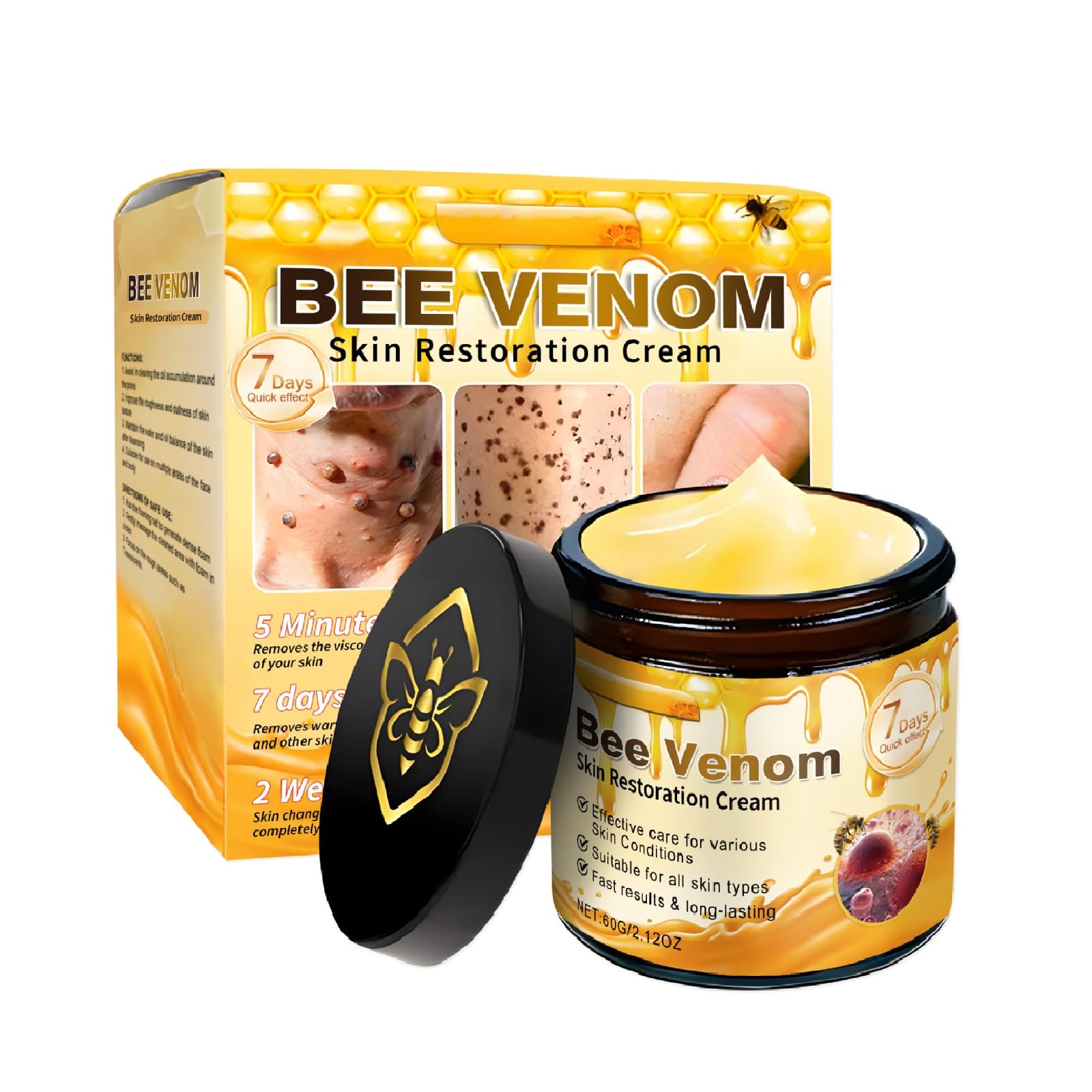 UKDVRL Bee Venom Skin Treatment Cream packaging close-up highlighting premium formulation and hydration.