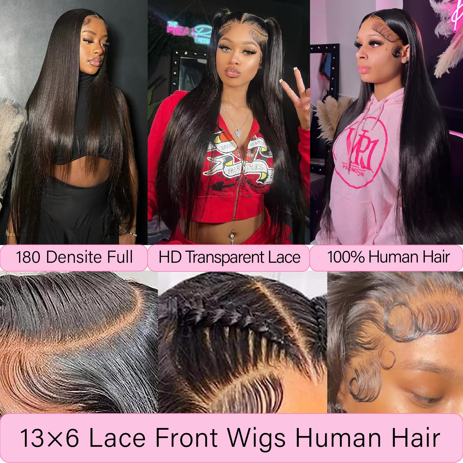 UKOWN 28-inch straight lace front wig back view shows full natural fullness