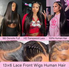 UKOWN 28-inch straight lace front wig back view shows full natural fullness