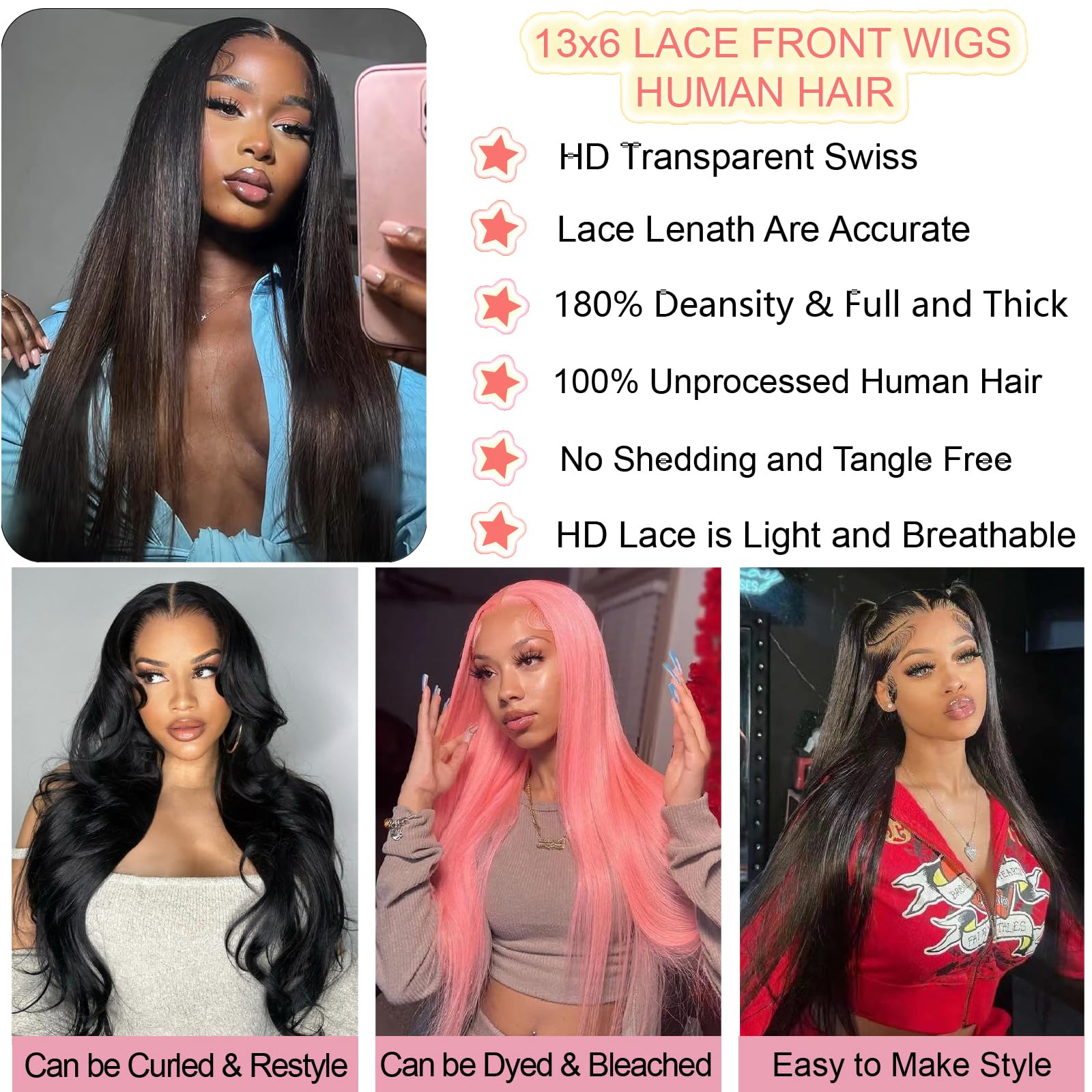 UKOWN 28-inch straight lace front wig side view blends with your hairline