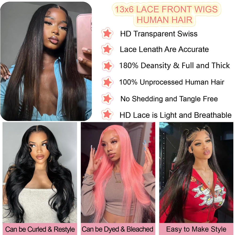 UKOWN 28-inch straight lace front wig side view blends with your hairline