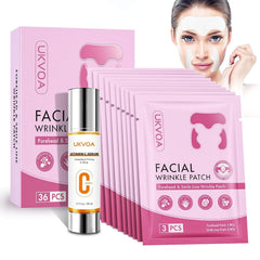 UKVOA forehead wrinkle patch being applied for overnight hydration and smoother look.
