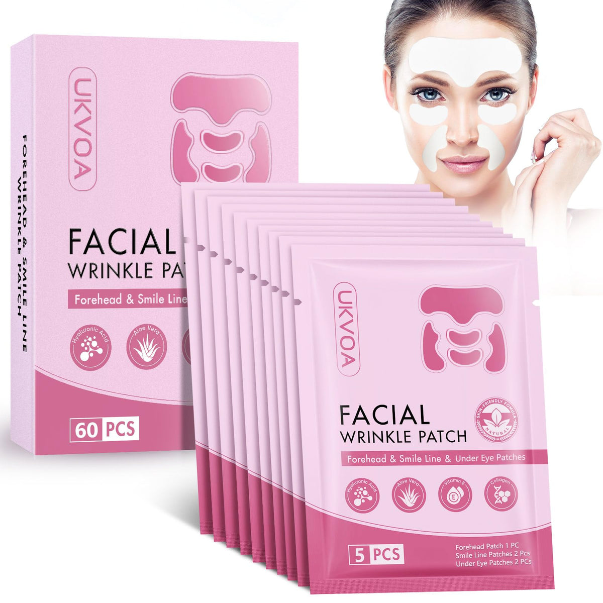 UKVOA forehead wrinkle patches for smoother skin and overnight hydration