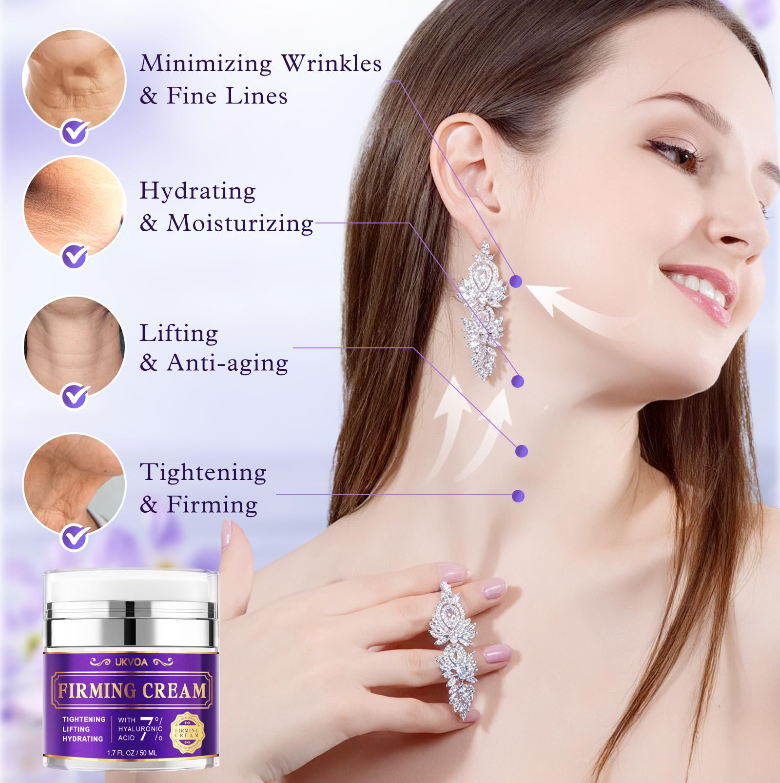 UKVOA neck and décolleté firming application demonstrating targeted care