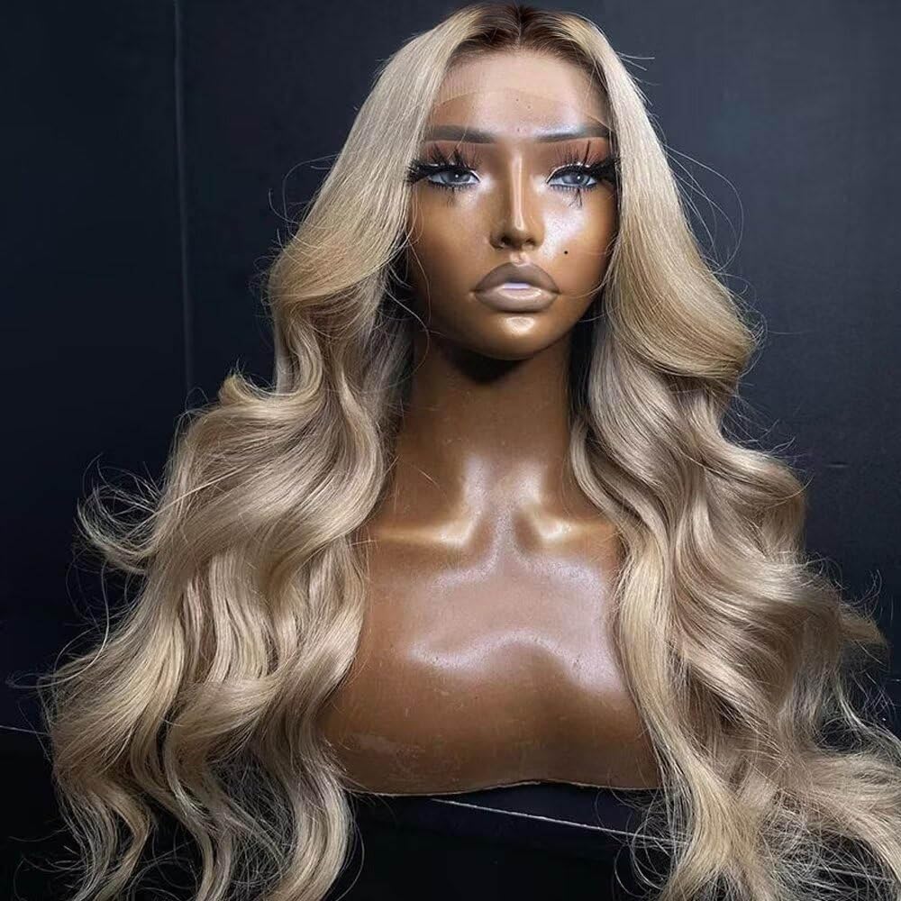 Ulaphence milk tea blonde 26 inch wig showing brown roots