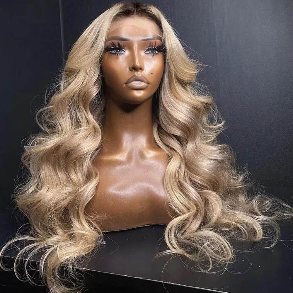 Ulaphence Ombre ash blonde wig with lace front for natural root transition