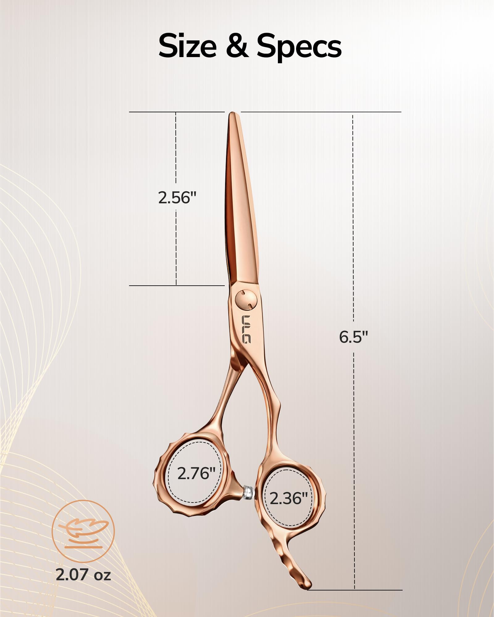 ULG 6.5-inch professional scissors offer lightweight balance for steady control.