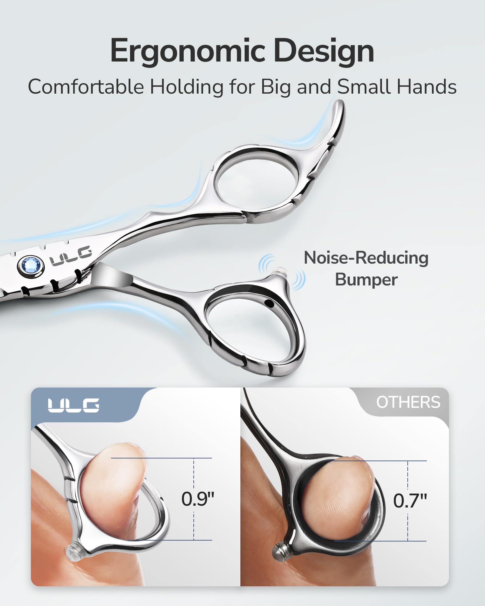 ULG Concave self-sharpening blade delivers clean cuts with minimal snagging.