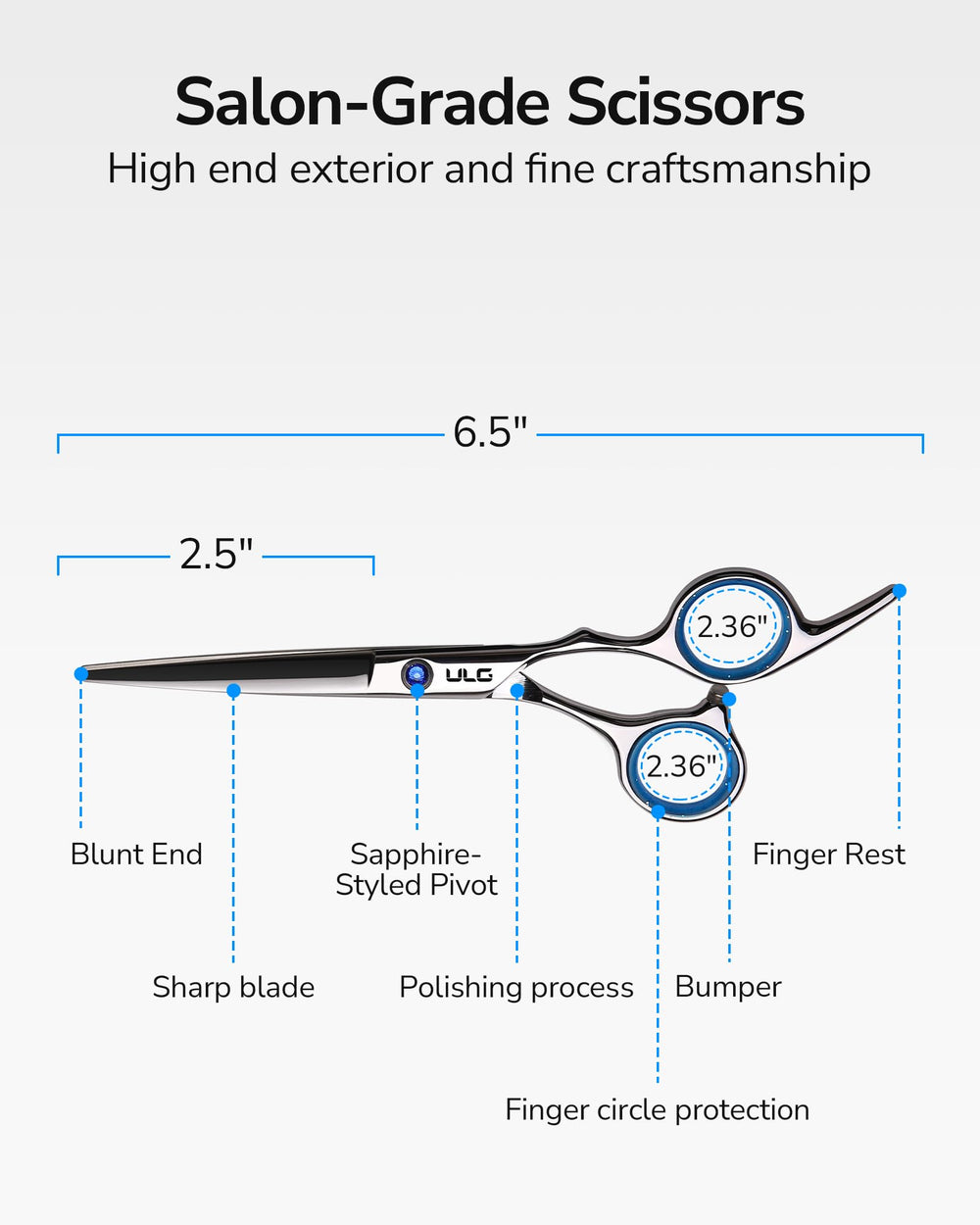 ULG 6-5-inch blade-length scissors for versatile trimming