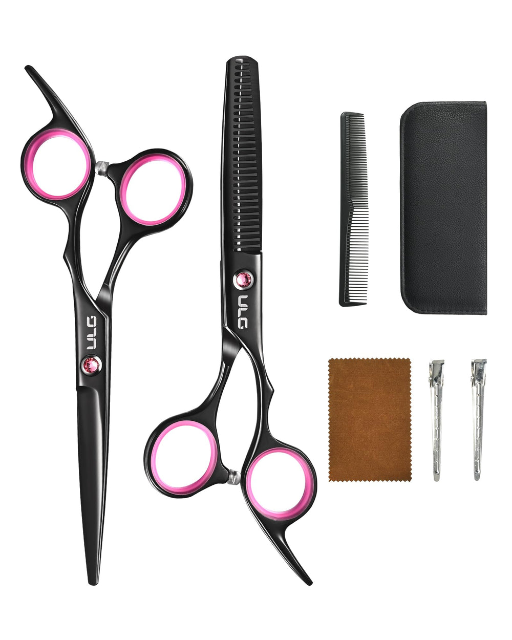 ULG hair cutting scissors 6.5 inch with ergonomic offset grip for precise use