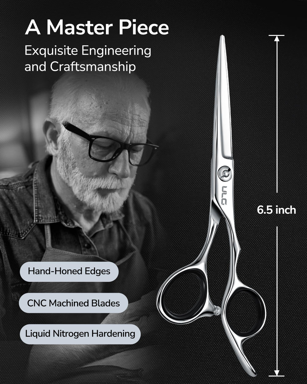 ULG convex-edge blades close-up deliver smooth, precise cutting on all hair types.