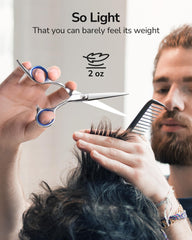 ULG offset grip design on professional barber shears